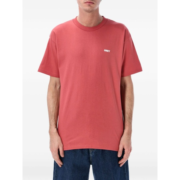 オベイ メンズ Tシャツ トップス Peep hole t-shirt Red|asty
