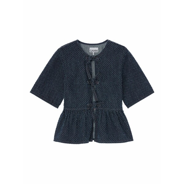 ガニー レディース シャツ トップス Bow peplum top Blue