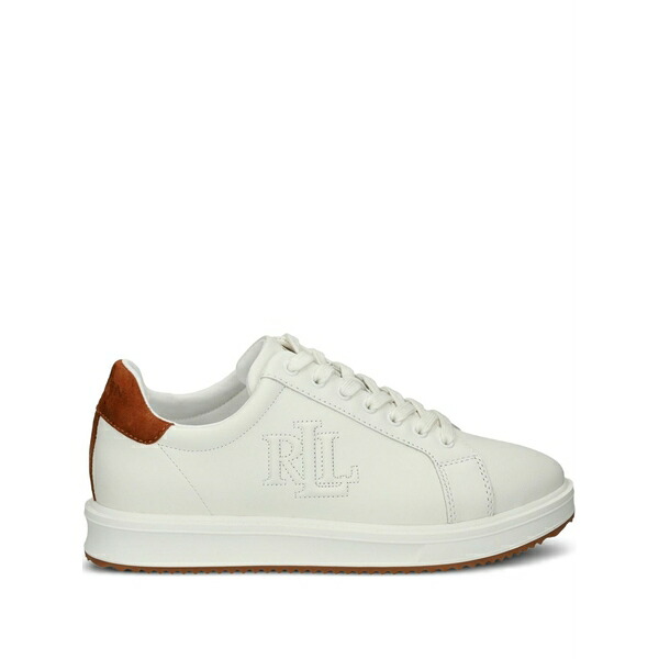 ラルフローレン レディース スニーカー シューズ Logo-embroidered leather sneakers White