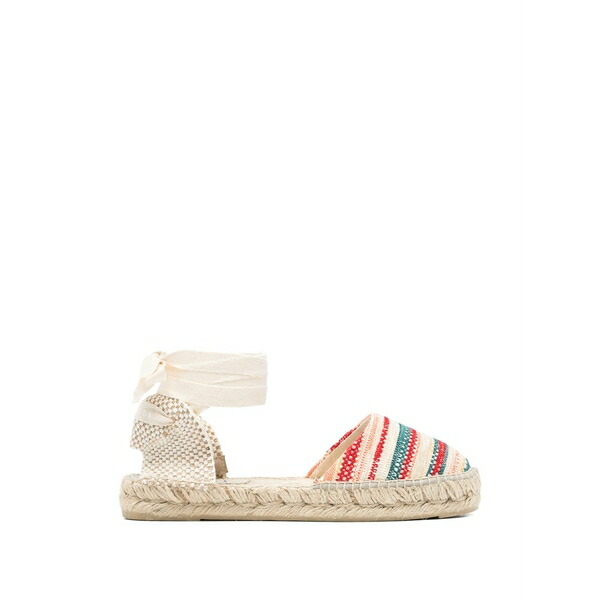 マネビ レディース サンダル シューズ Striped tie espadrilles Red|asty