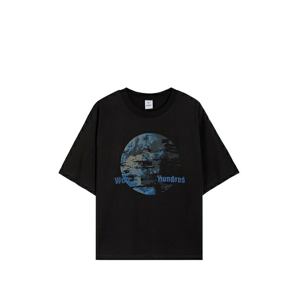 ウォンお手々赤いこと メンズ プルオーバー トップス Hundred houston globe printed cotton t-shirt Black