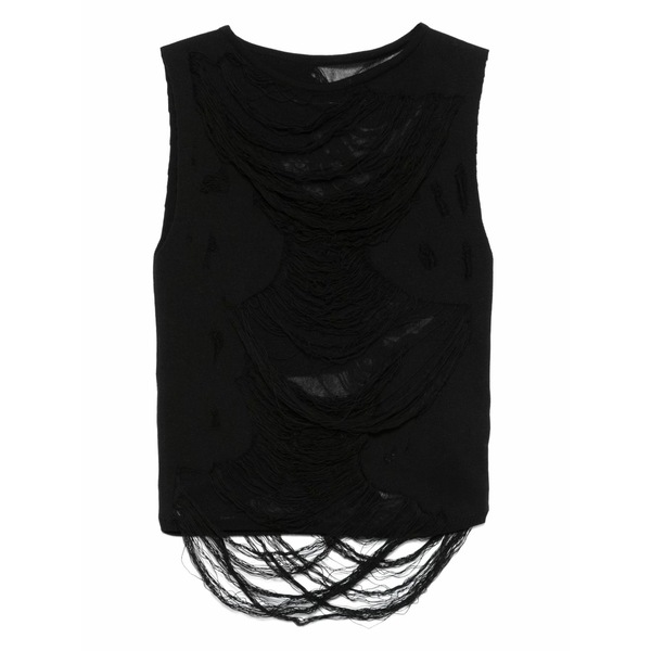マルタンマルジェラ レディース カットソー トップス Distressed tank top Black