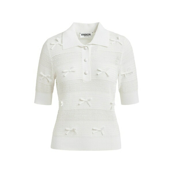 エッセンシャルアントワープ レディース スポーツシャツ トップス Bow-embellishment polo top White