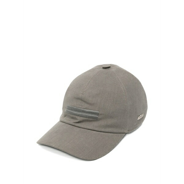 ゼニア レディース かぶり笠 添え物 Oasi lino logo-detail baseball cap Grey