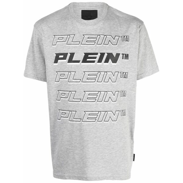 フィリップ飾り気の無い メンズ プルオーバー トップス Plein repeat logo t-shirt Grey