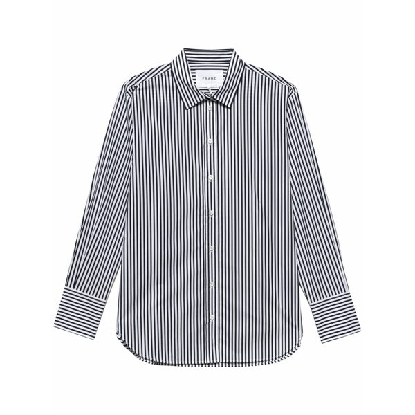 フレーム レディース シャツ トップス Stripe-print organic-cotton shirt Black