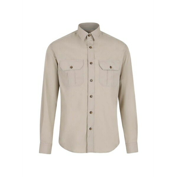カナーリ メンズ シャツ トップス Flap-pocket shirt Neutrals｜asty