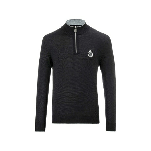 ビリオネア メンズ 編み物\u0026プルオーバー アウター Logo-detail half-zip sweater Black