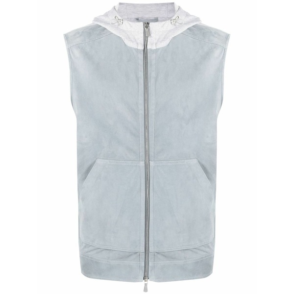 イレブンティ メンズ 上衣＆上衣 アウター Pouch-pocket hooded gilet  Blue コート・ジャケット-メンズファッション
