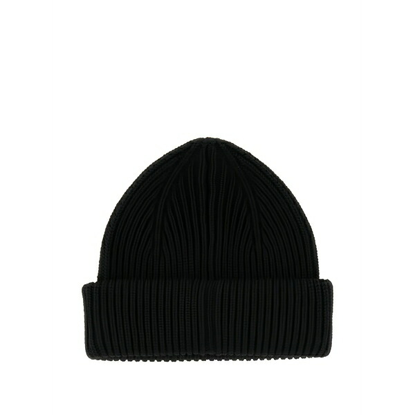 ランバン メンズ かぶり笠 佩び物 Ribbed-knit wool hat Black