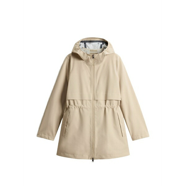 羊毛 金持ち レディース 厚地の外套 アウター Drawstring hooded parka coat Neutrals