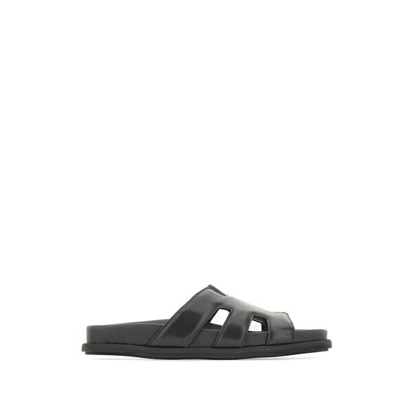 ファビ メンズ サンダル シューズ Cut-out strap leather sandals Black