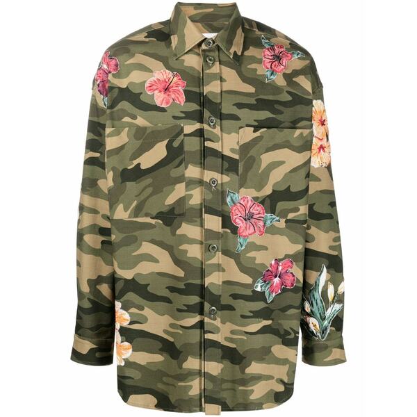 フェイスコネクション メンズ プルオーバー トップス Floral camouflage-print shirt Green