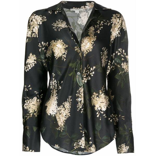 ヴィンス レディース プルオーバー トップス Floral-print silk shirt Black