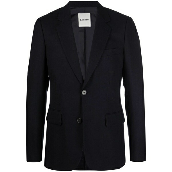 サンドロ メンズ ジャケット&ブルゾン アウター Single-breasted wool suit jacket Blue|asty