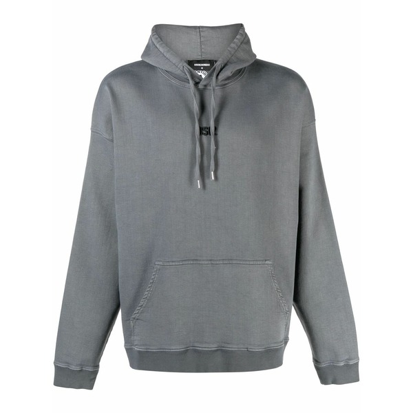 ディースクエアード メンズ パーカー・スウェットシャツ アウター Embroidered-logo long-sleeve hoodie Grey｜asty