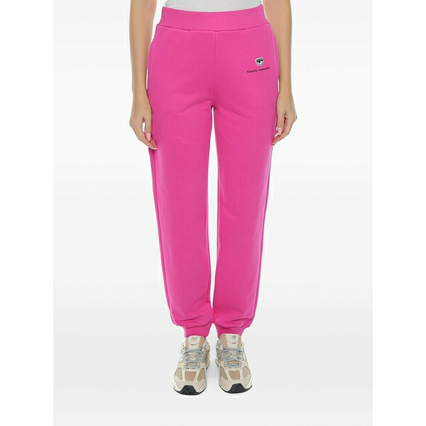 シアラフェラーニ レディース カジュアルパンツ ボトムス Logo-embroidered track pants Pink