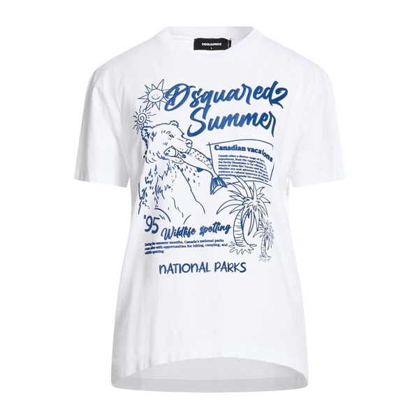 【送料無料】 ディースクエアード レディース Tシャツ トップス T-shirts White|asty