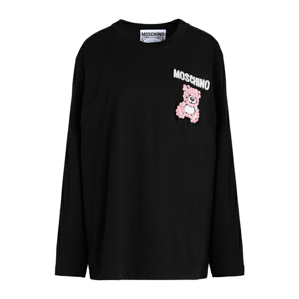 【送料無料】 モスキーノ レディース Tシャツ トップス T-shirts Black|asty