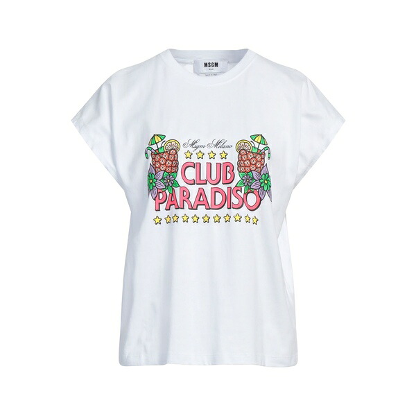 【送料無料】 エムエスジイエム レディース Tシャツ トップス T-shirts White