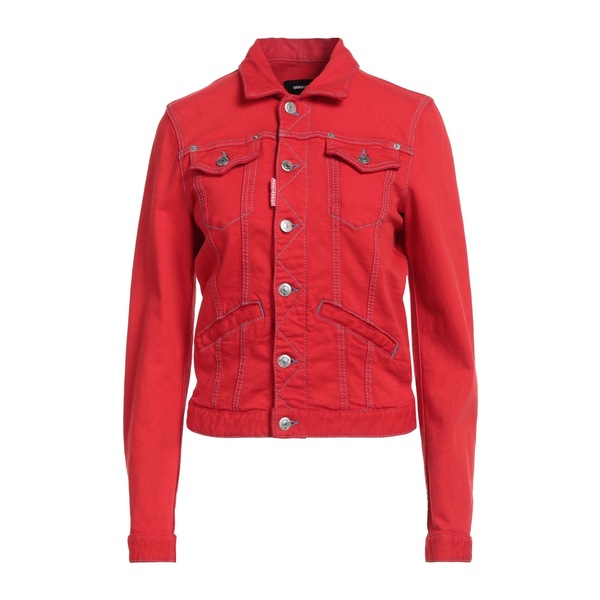 【貨物輸送無料】 ディースクエアード レディース 上衣＆上衣 アウター Denim outerwear Red コート・ジャケット-レディースファッション