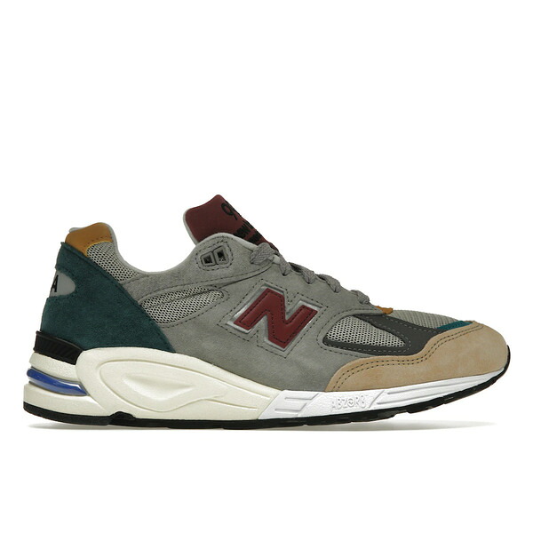 New Balance ニュー平衡にする メンズ スニーカー  【New Balance 990v2 Grey Green Maroon】  大きさ US_6(24.0珊) Grey/Tan/Green