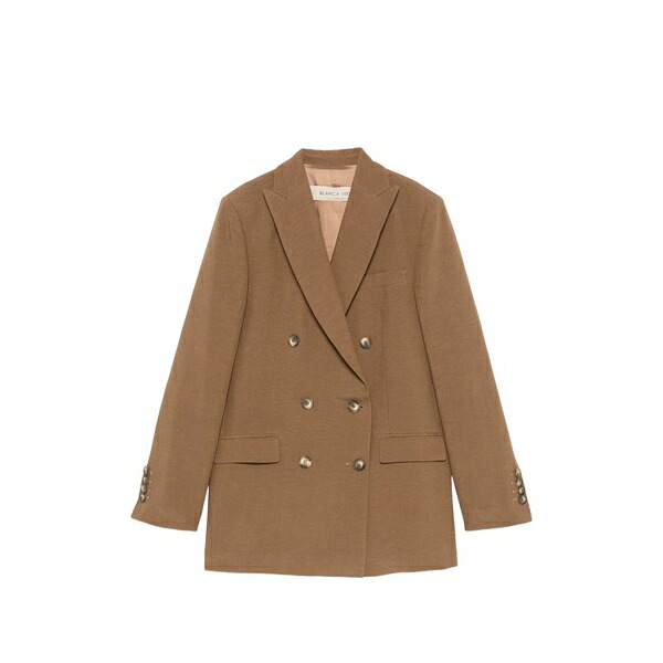 ブランカ ヴィータ レディース 上衣＆上衣 アウター Peaked-lapel double-breasted blazer Brown