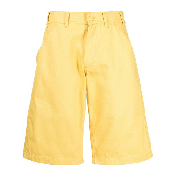 ラフ・シモンズ メンズ カジュアルパンツ ボトムス Logo-patch tailored shorts Yellow｜asty