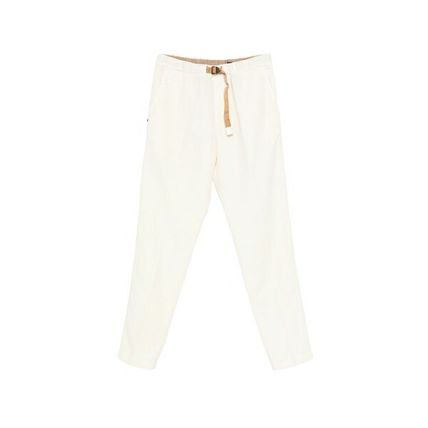 白いこと真砂 メンズ 心地好いズボン下 ボトムス Greg belted trousers White