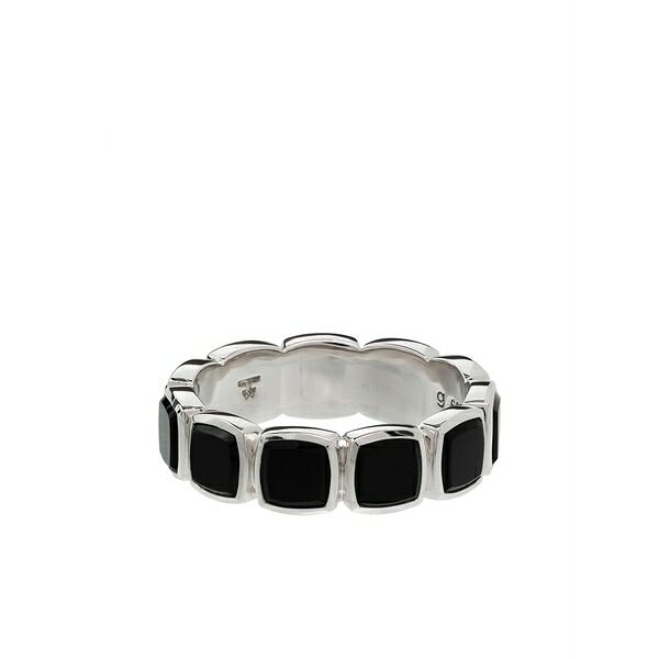 トム白木 メンズ 輪っか 付属物 Onyx embellished band ring Silver