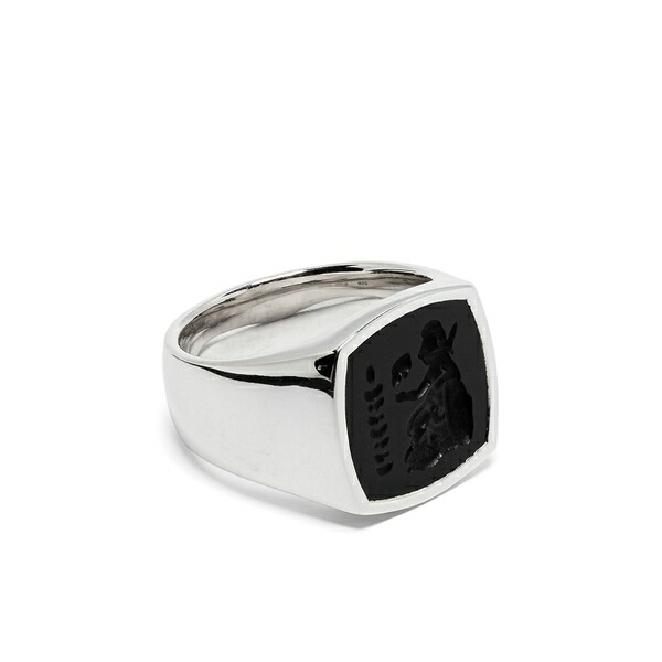 トム白木 メンズ 輪っか 付属物 Athena onyx-embellished ring Metallic