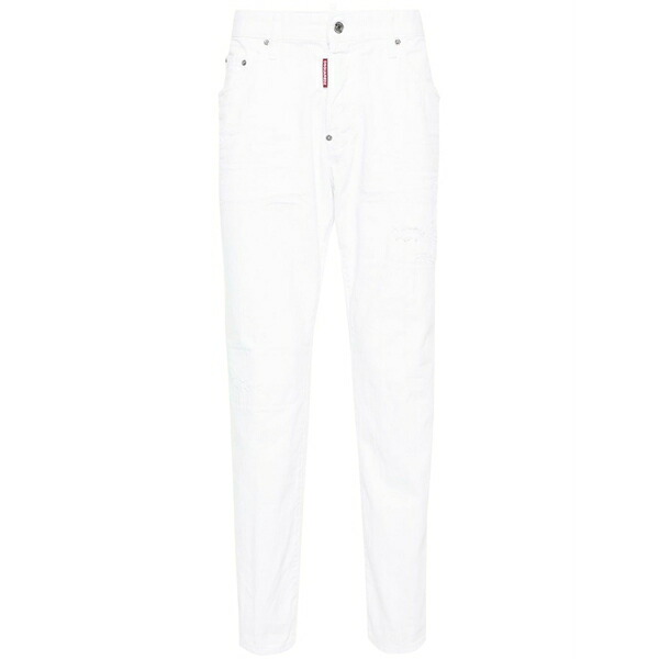 ディースクエアード メンズ デニムパンツ ボトムス Bull skater mid-rise slim-fit jeans White|asty