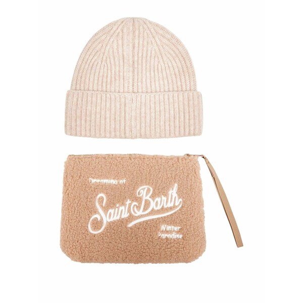 エムシーツーセイントバース メンズ かぶり笠 付属品 Ribbed embroidery beanie pouch (set of two) Brown
