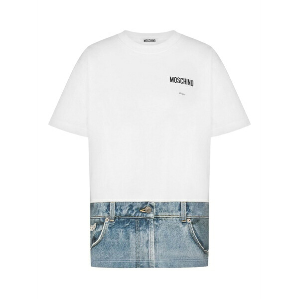 モスキーノ レディース Tシャツ トップス Logo-print t-shirt White|asty