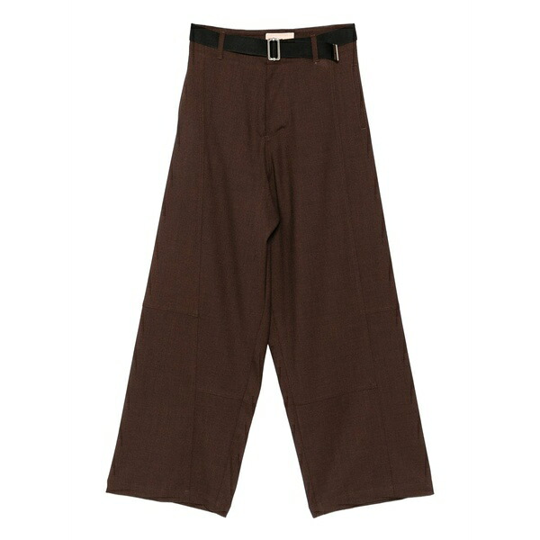 プランシー レディース カジュアルパンツ ボトムス Belted panelled trousers Brown｜asty