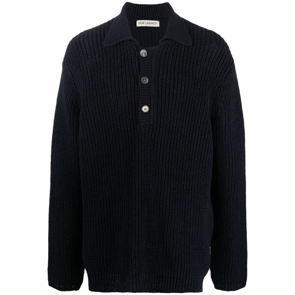 アワーレガシー メンズ 編み物\u0026プルオーバー アウター Ribbed-knit cotton jumper  Blue