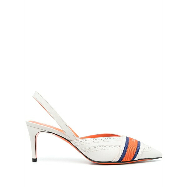 サントーニ レディース パンプス シューズ Logo-tape 75粍 slingback pumps White