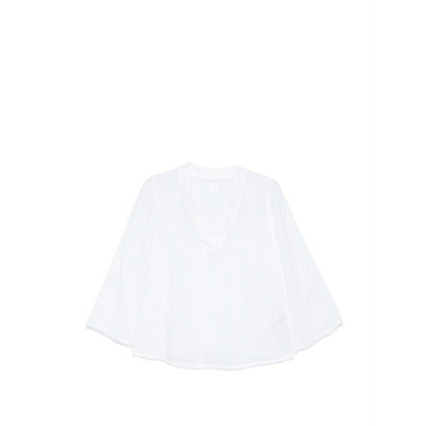 120%リノ レディース シャツ トップス V-neck blouse White|asty