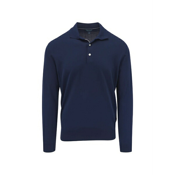 ピーター・鏡鑑 メンズ スポーツシャツ トップス Long-sleeve polo shirt  Blue