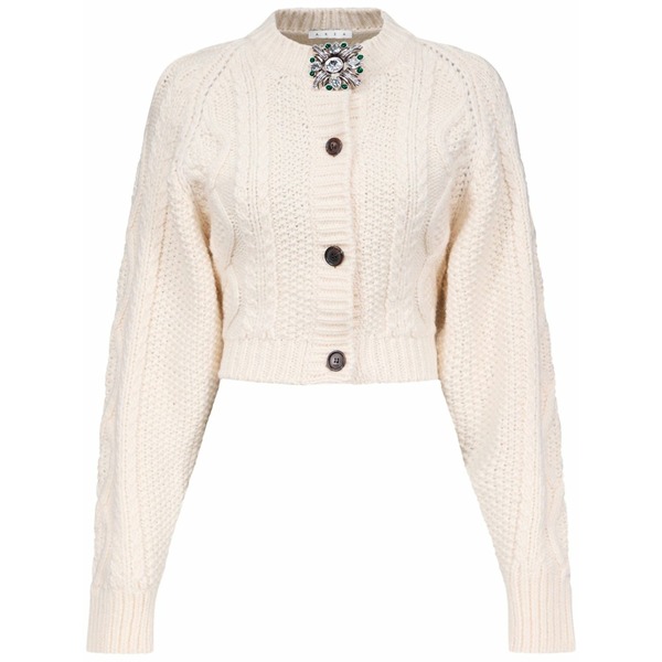 分野 レディース ジレー アウター Brooch-detail cardigan Neutrals