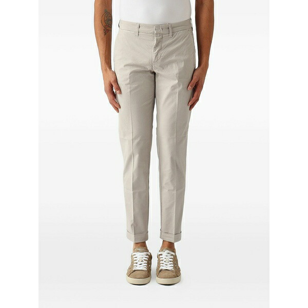 フェイ メンズ ジーンズズボン下 ボトムス Logo-patch turned-up trousers Neutrals