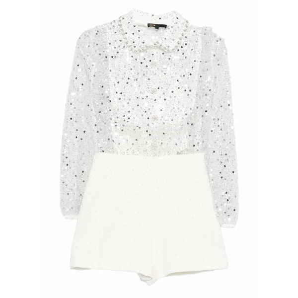 マージュ レディース 衣装 トップス Embellished collared jumpsuit White