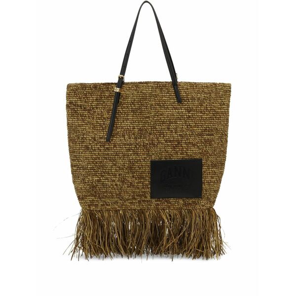 ガニー レディース トートバッグ バッグ Raffia tote bag Neutrals｜asty