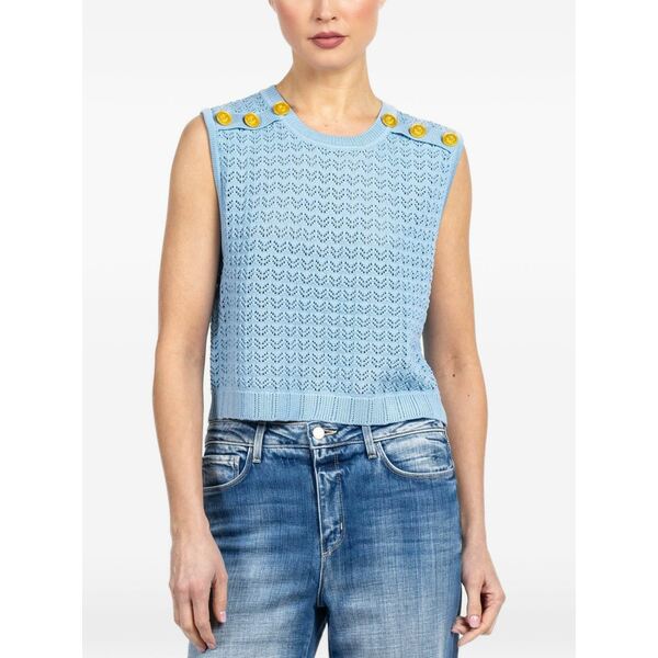 ラジャンス レディース ニット&セーター アウター Crochet button top Blue｜asty