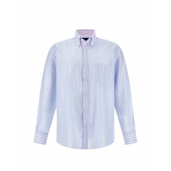ポールアンドシャーク メンズ シャツ トップス Striped-pattern cotton shirt Blue｜asty