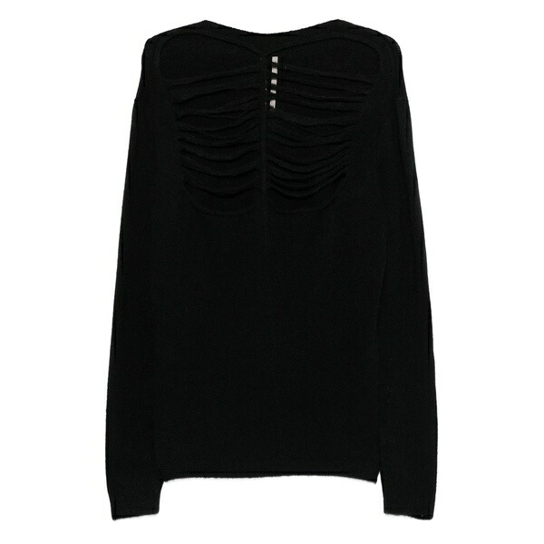 リックオウエンス メンズ 編み物\u0026プルオーバー アウター Ls cut-out front sweater Black