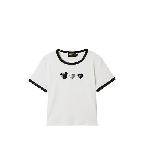 ミニクリーム レディース Tシャツ トップス Contrasting-trim t-shirt White｜asty