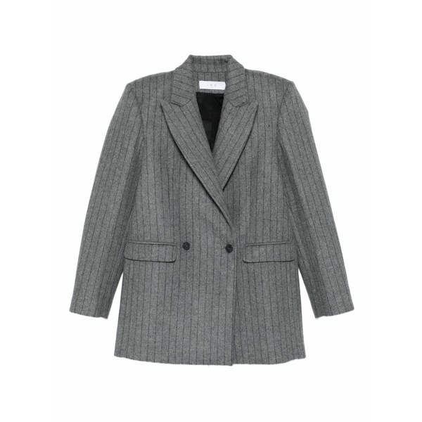 イロ レディース 上衣＆上衣 アウター Pinstripe double-breasted blazer Grey
