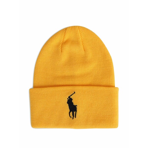 ラルフローレン メンズ かぶり笠 付属品 Big pony cuff beanie hat Yellow