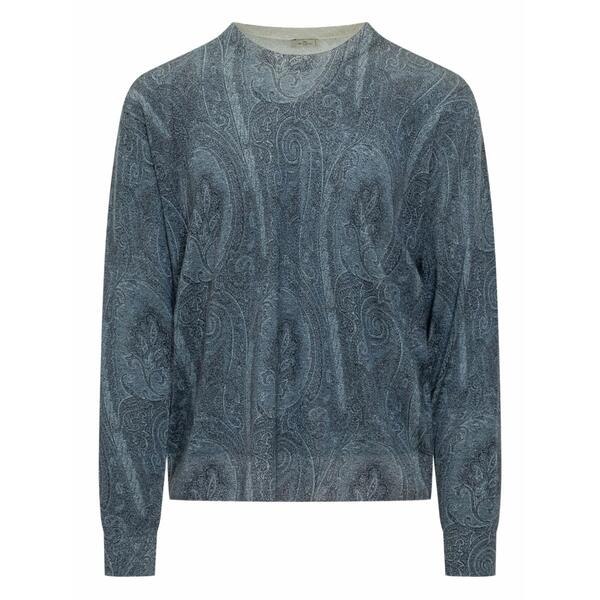 エトロ メンズ 編み物\u0026プルオーバー アウター Paisley crew-neck sweater Blue
